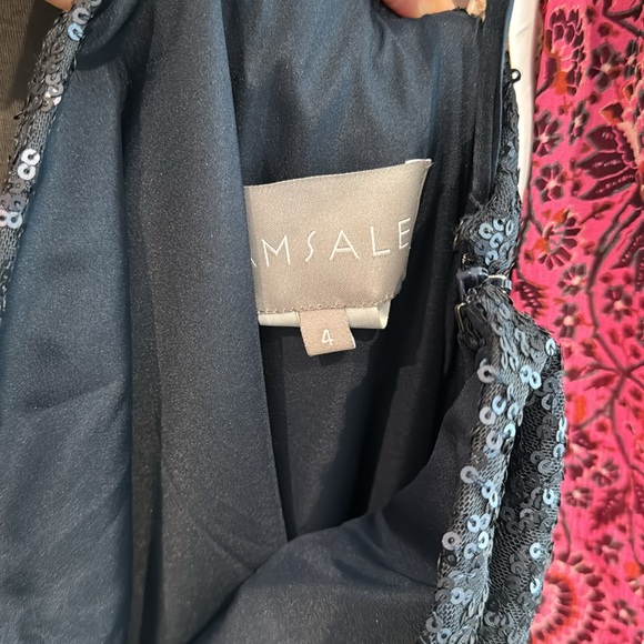 Amsale Womens Navy Sequined One Shoulder Evening Dress Gown NWT Size 4 - Picture 7 of 8